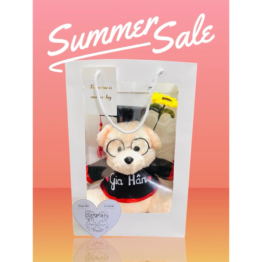 Gấu Bông Tốt Nghiệp Lông Xù size 30cm