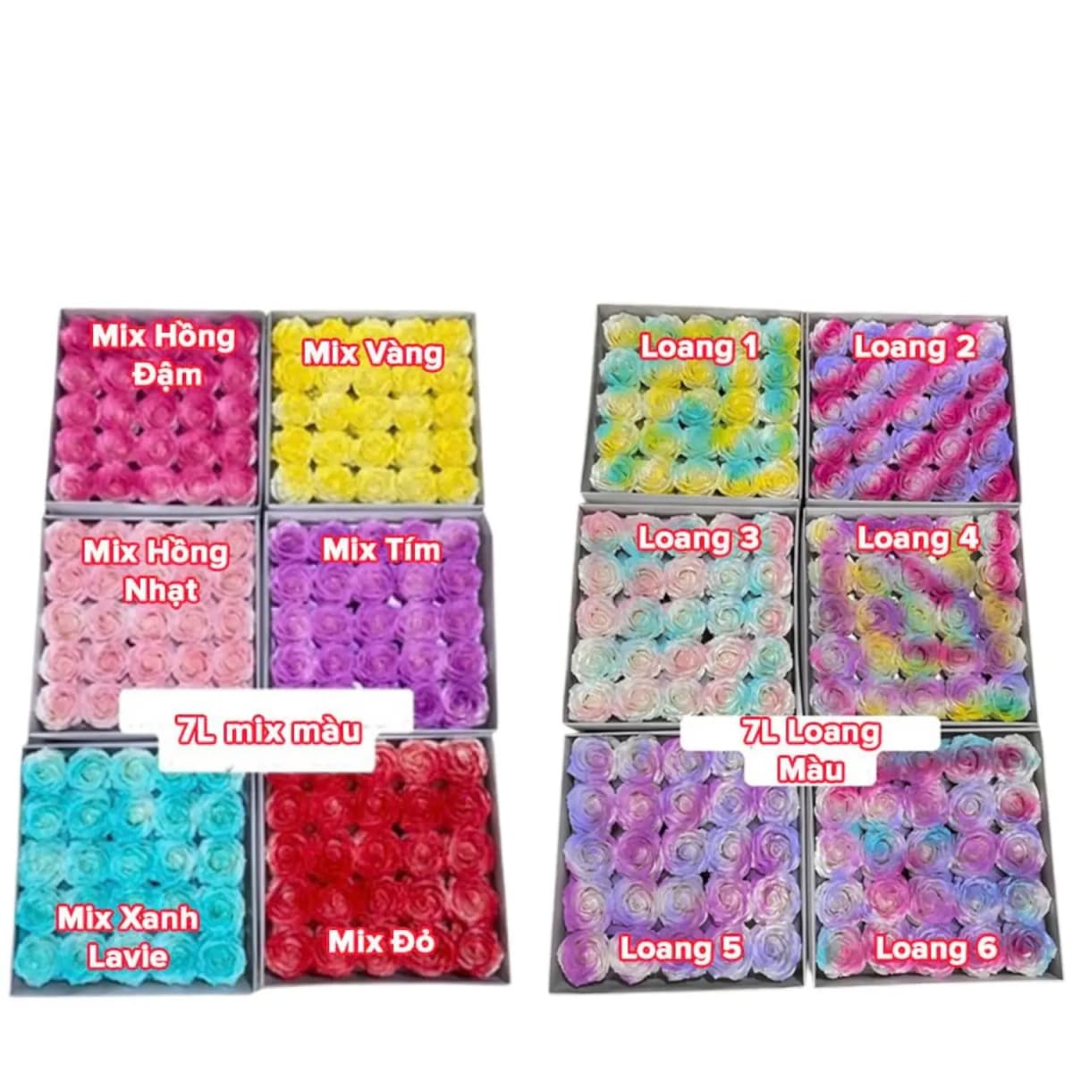 Hoa Sáp 7L Cánh Tim Mix Màu - Loang Màu Cao Cấp