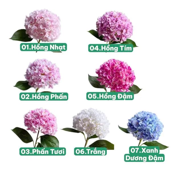 Cành Cẩm Tú Cầu in 3D nhập Trung VIP (Set 10 bông)